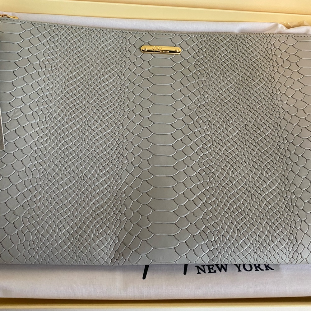 Gigi New York Uber Embossed Python Clutch